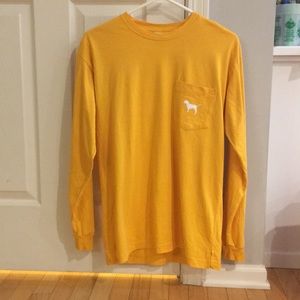 Pink yellow long-sleeve pocket tee